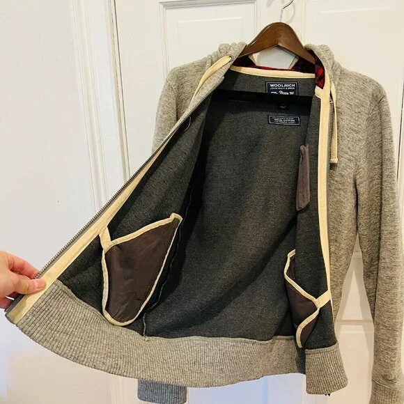 Woolrich Jacket Men's M Flannel Wool Cotton Blend Winter Coat Hoodie - Picture 4 of 16